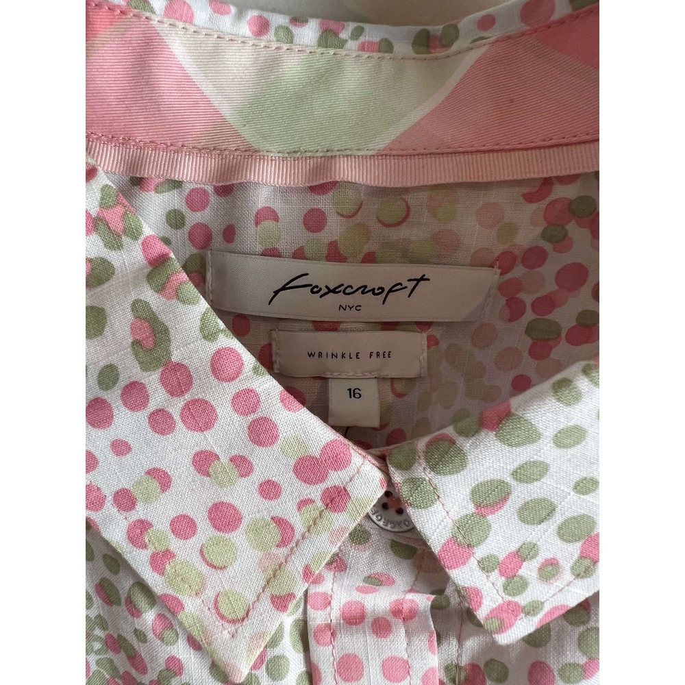 Foxcroft Women's Long Sleeve Wave Blouse Wrinkle Free Size 16
